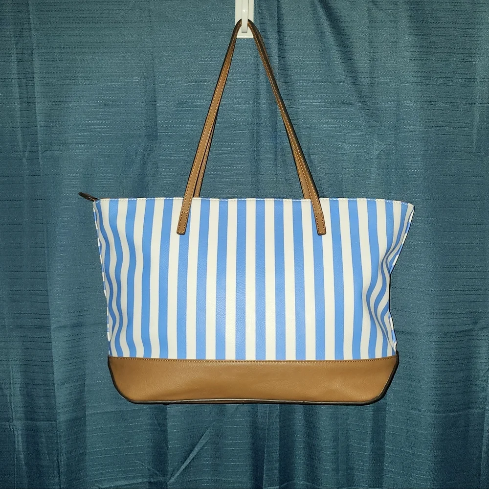 Nine West Blue Striped Tote Bag - Picture 2 of 5